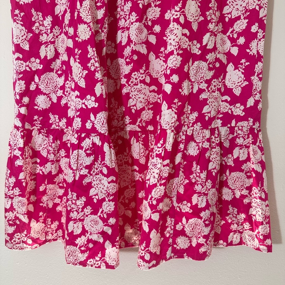 Anupa tiered 100% cotton pull on floral pink white midi skirt size XL NWT - Picture 7 of 14